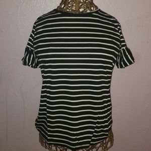 Striped ruffled sleeve blouse